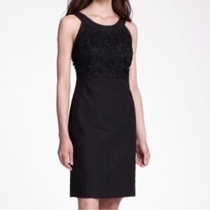 Anthropologie Postmark Oleander Black Appliqué Lace floral Linen shift dress